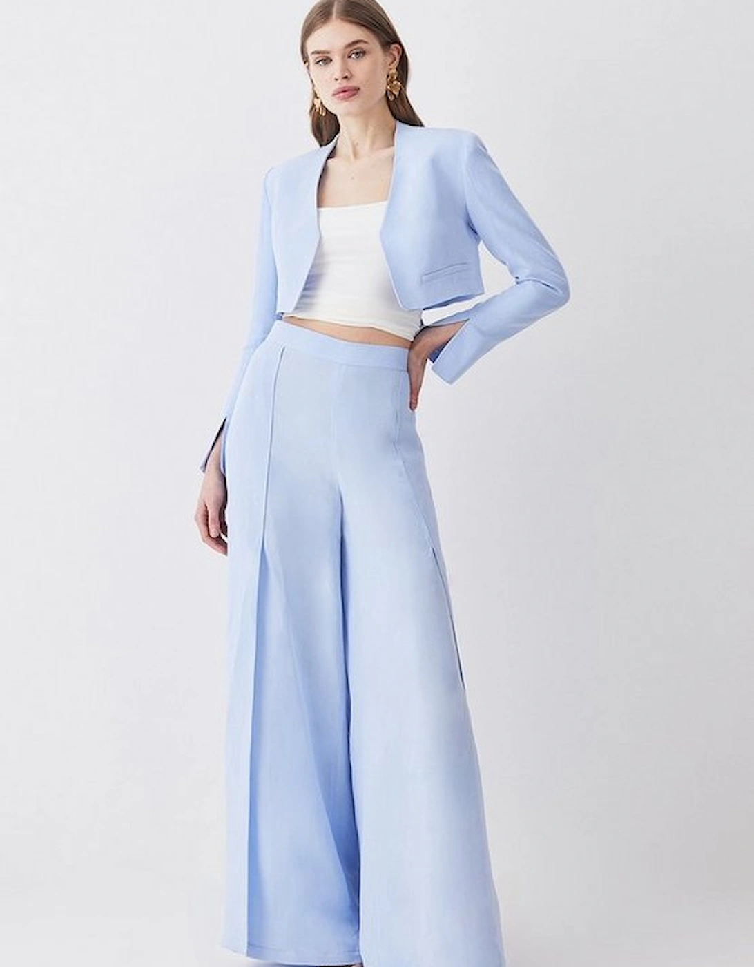 Tall Linen Edge To Edge Cropped Jacket