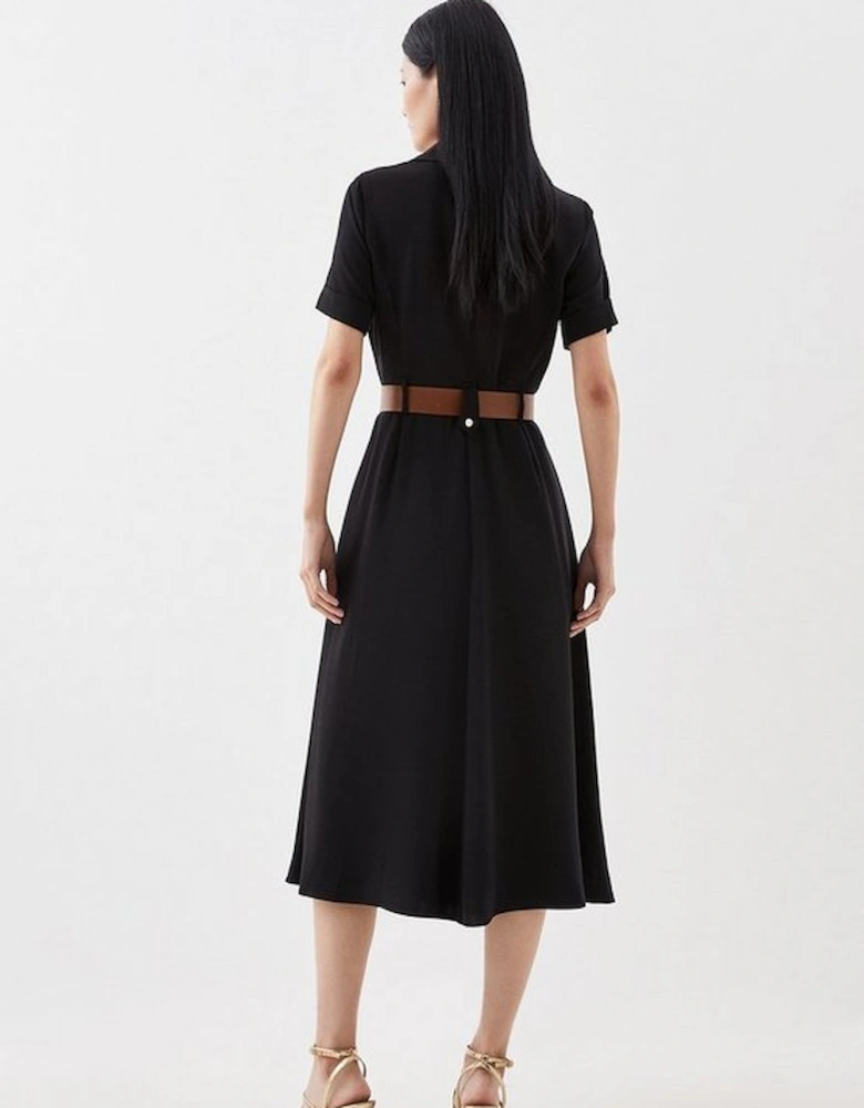 Soft Tailored Belted Midaxi Dress