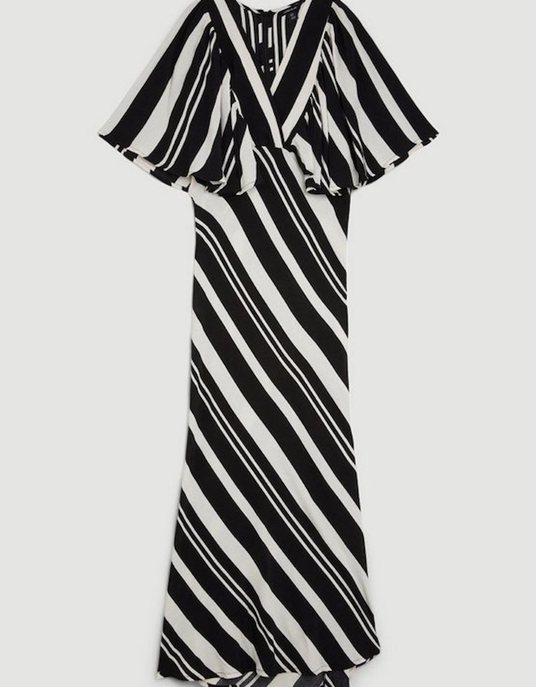Striped Angel Sleeve Woven Midi Dress