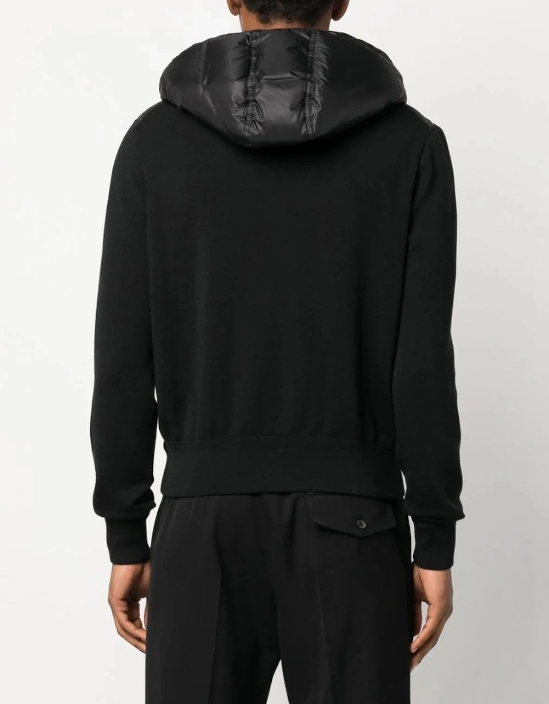 Nylon Down Merino Hooded Top Black