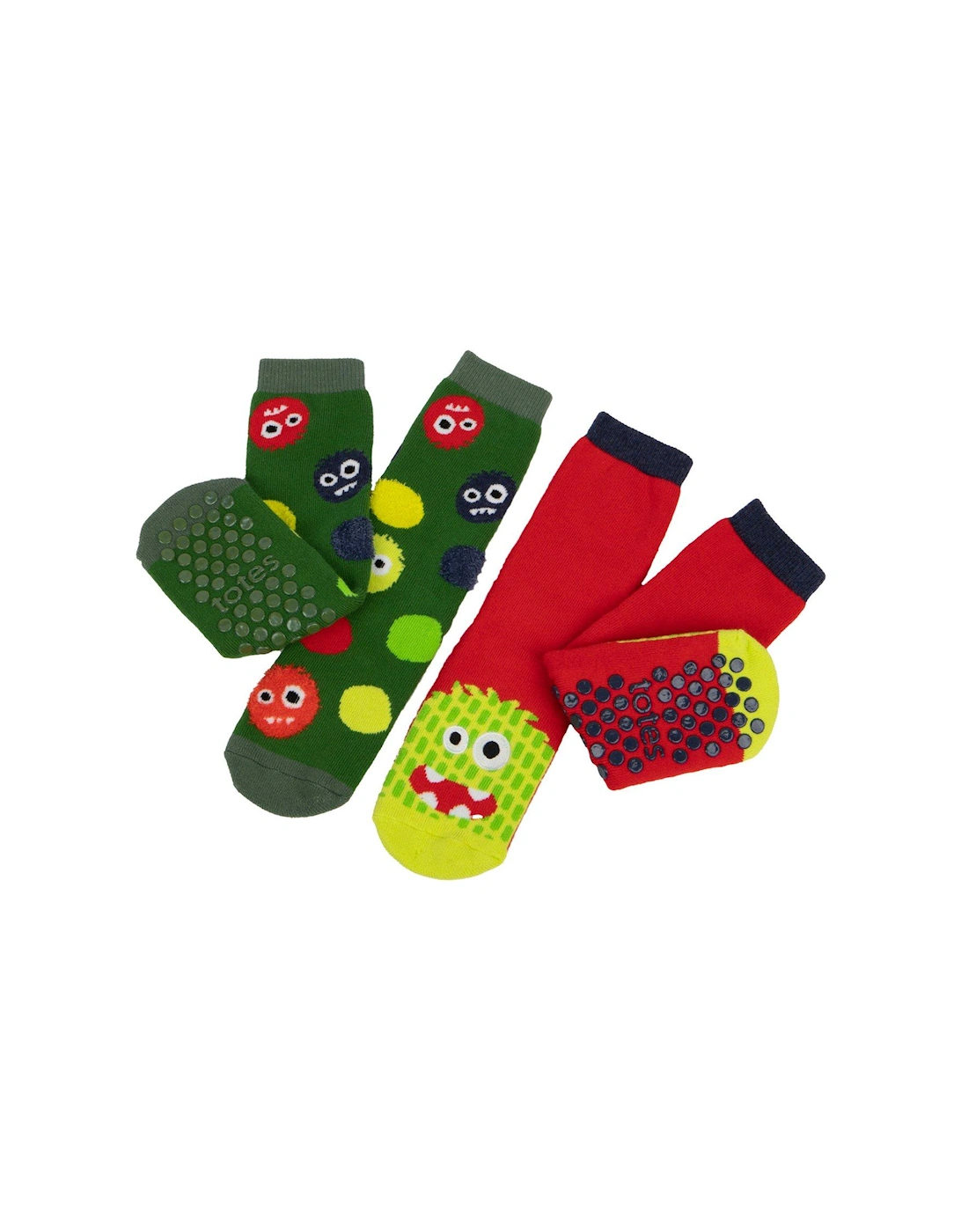 TOTES2pk Original Younger Kids Monster Slipper Socks - Multi, 2 of 1