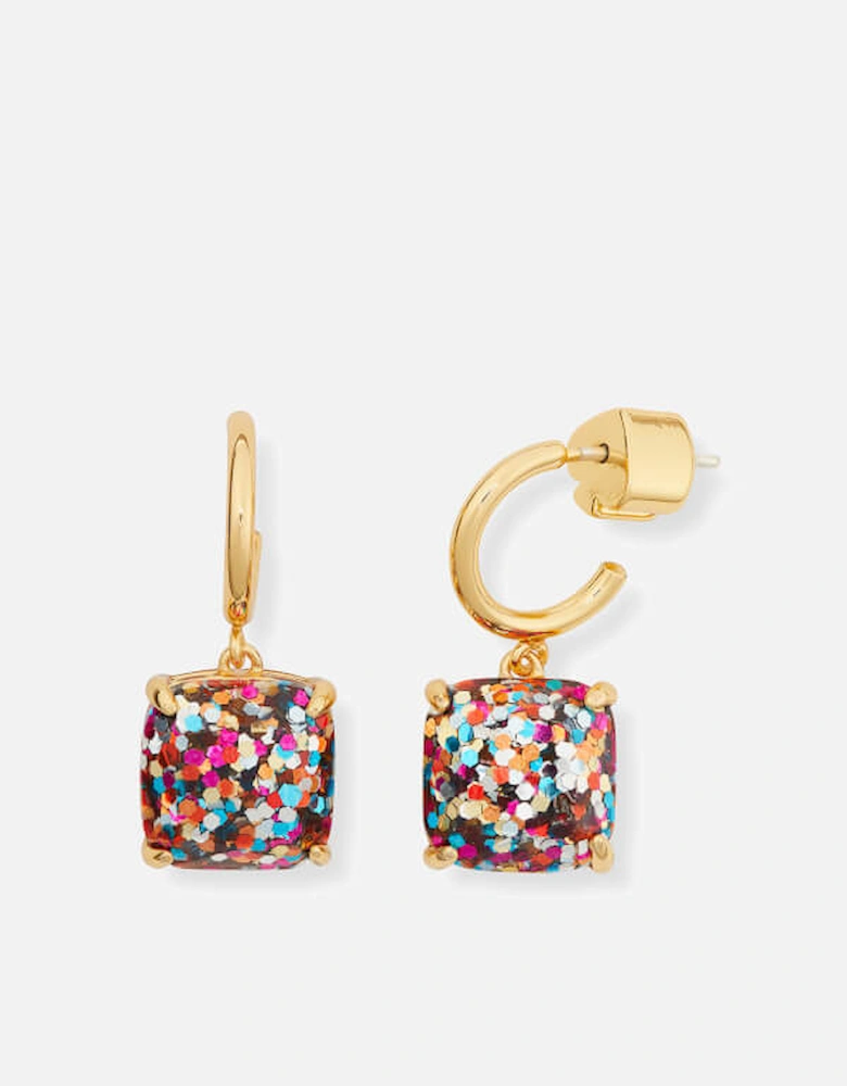 New York Mini Gold-Plated Resin Hoop Earrings