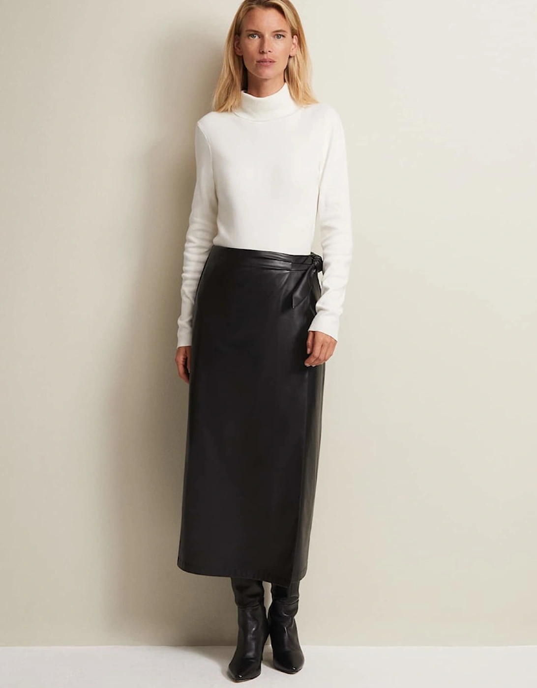 Noha Faux Leather Wrap Maxi Skirt, 7 of 6