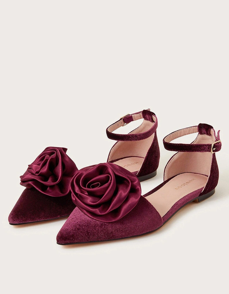Satin Corsage Shoe - Red