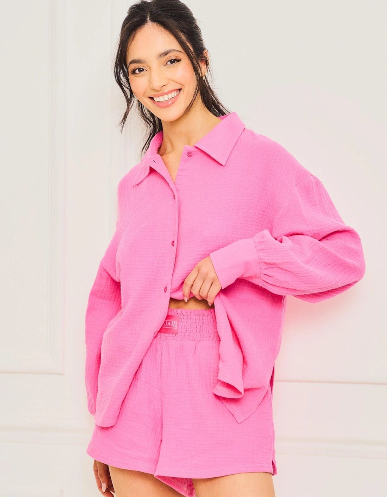 Pink Sear Sucker Pyjama Set