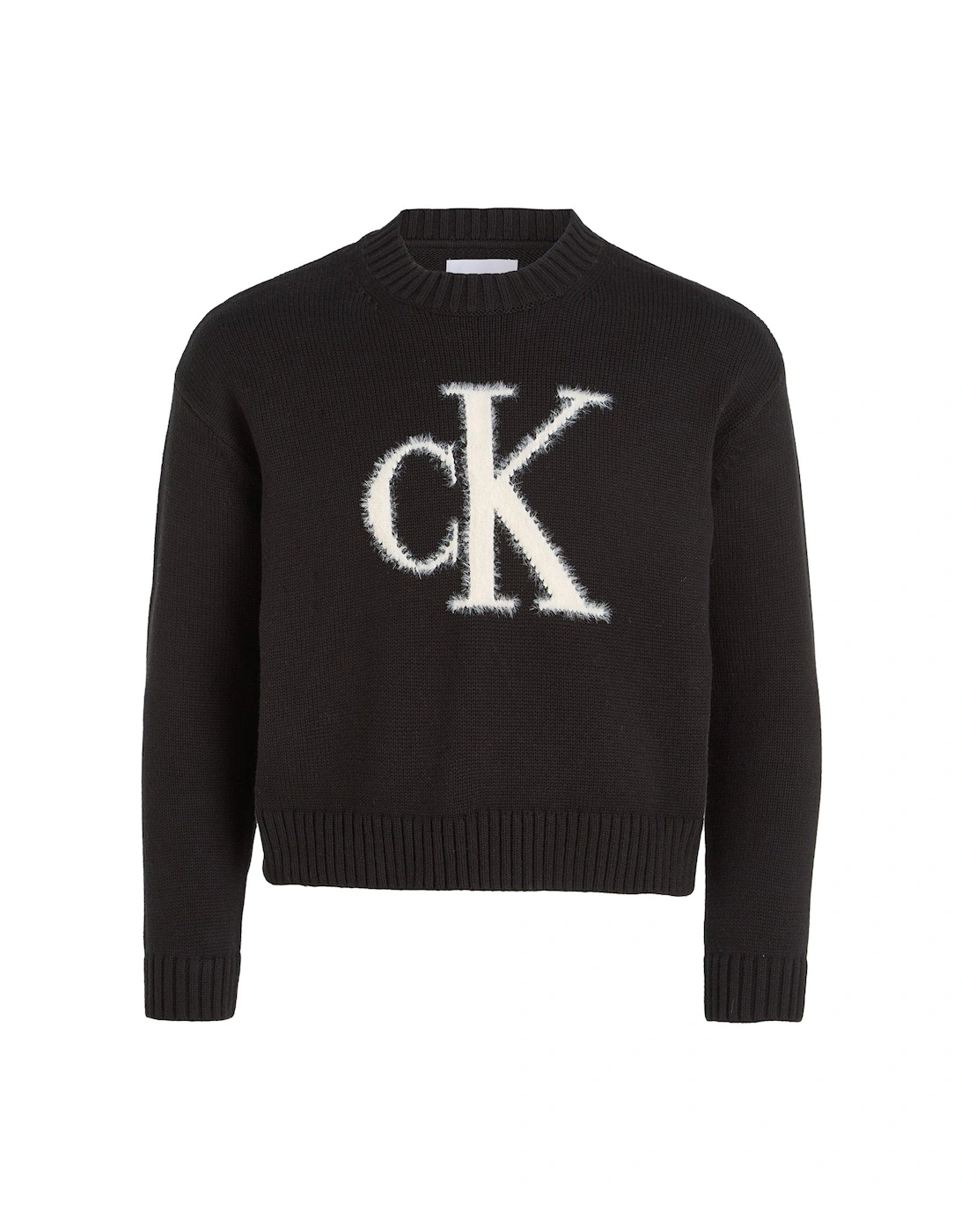 Girls Fluffy Monogram Sweater - CK Black, 3 of 2