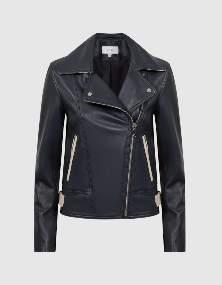 Leather Zip-Through Biker Jacket