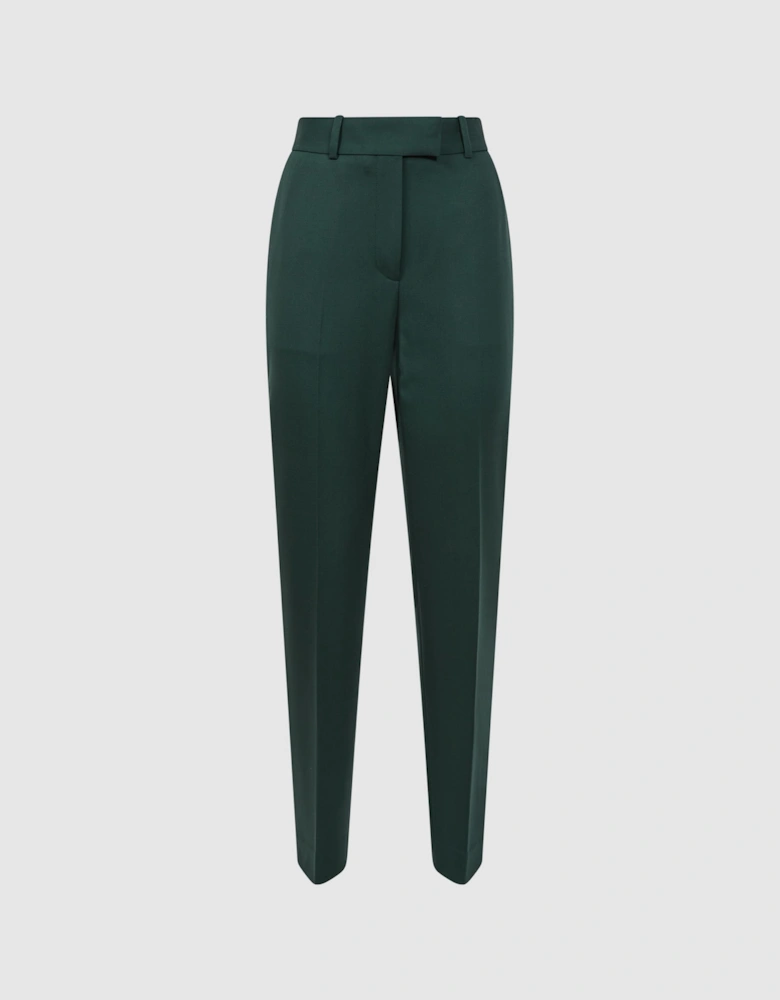 Slim Fit Wool Blend Mid Rise Trousers