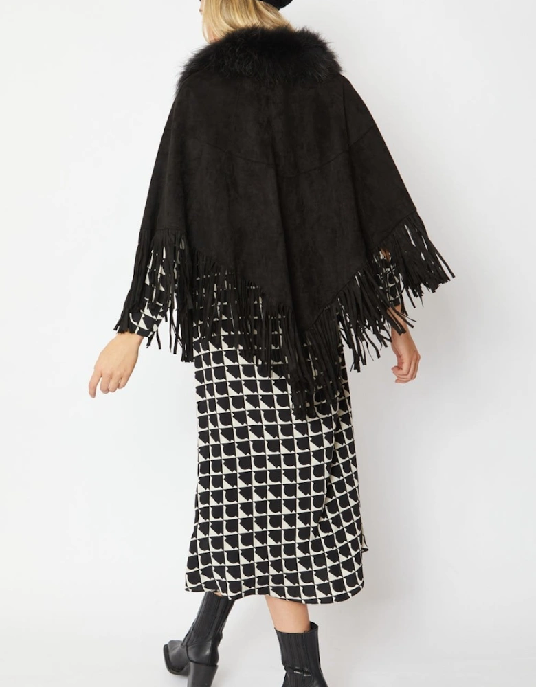 Black Faux Suede Cape