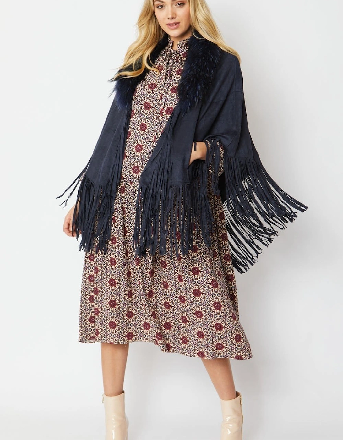 Blue Faux Suede Cape, 4 of 3