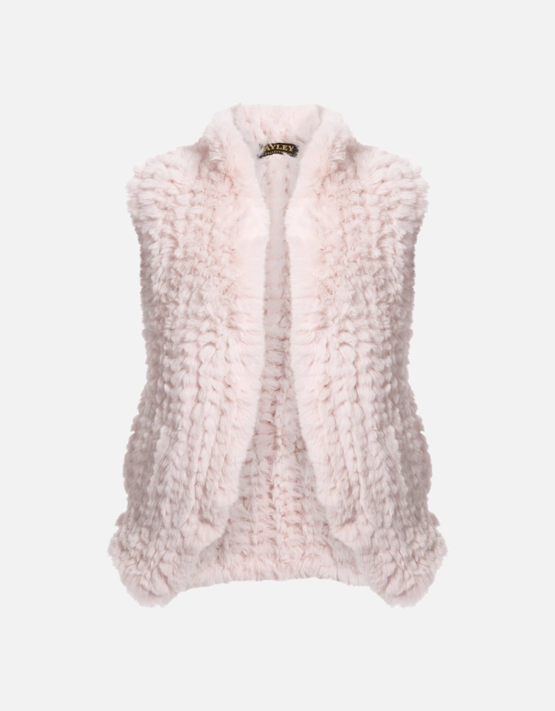 Pink Hand Knitted Faux Fur Gilet
