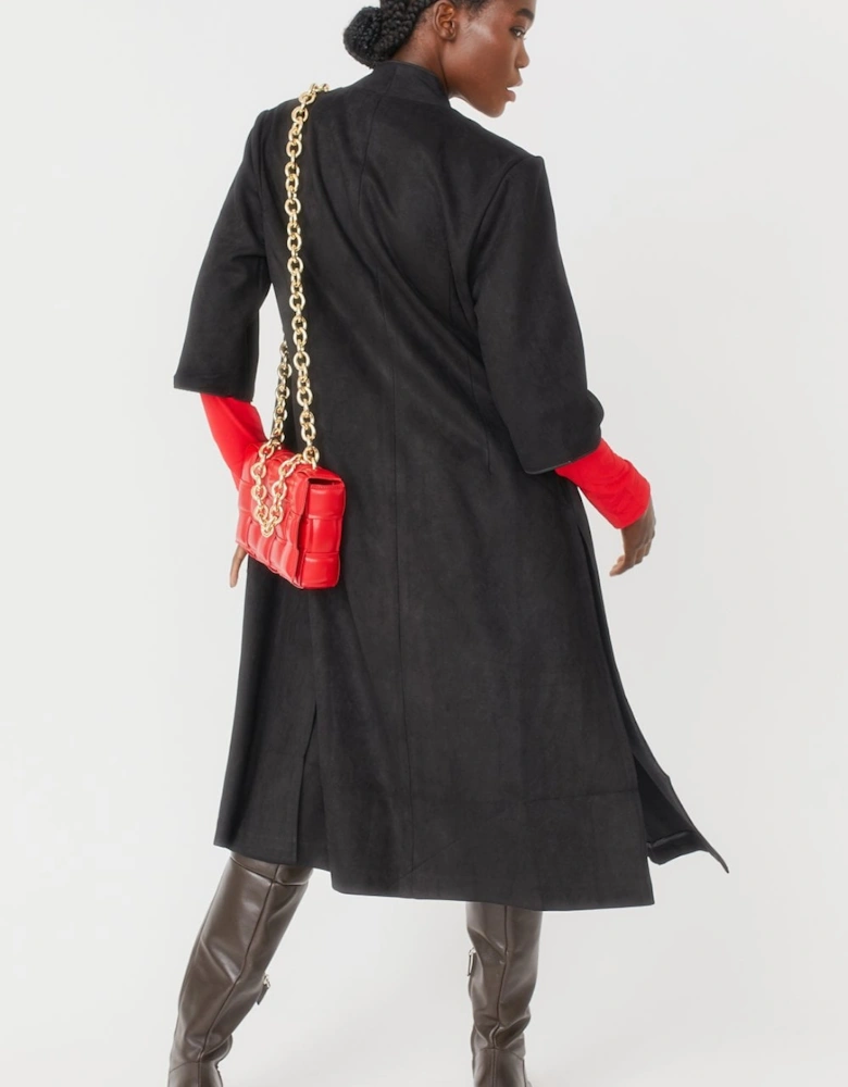 Black Faux Suede Coat