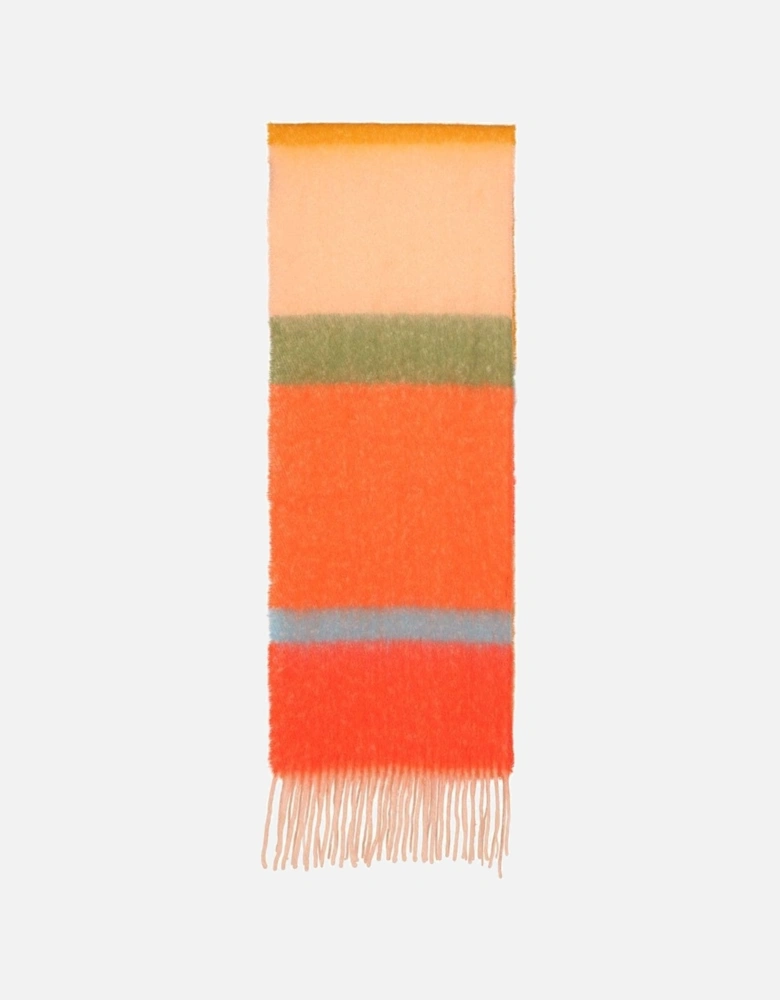 Cashmere Oversized Striped Scarf in Yellow and Orange