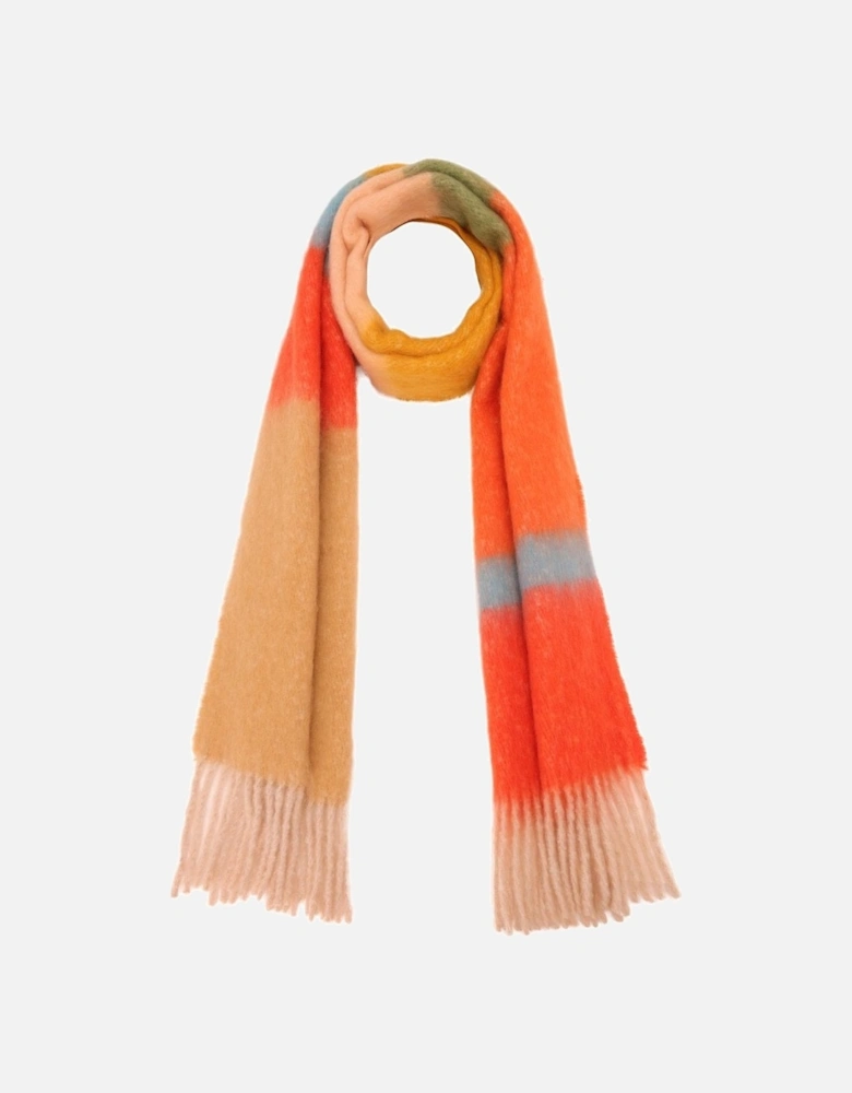 Cashmere Oversized Striped Scarf in Yellow and Orange