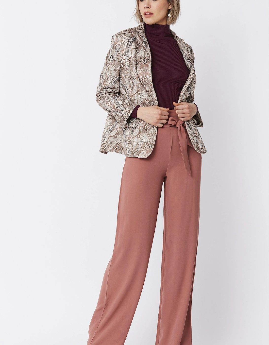 Mocha Suedette Snakeskin Effect Jacket