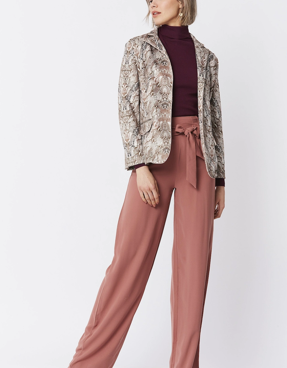 Mocha Suedette Snakeskin Effect Jacket