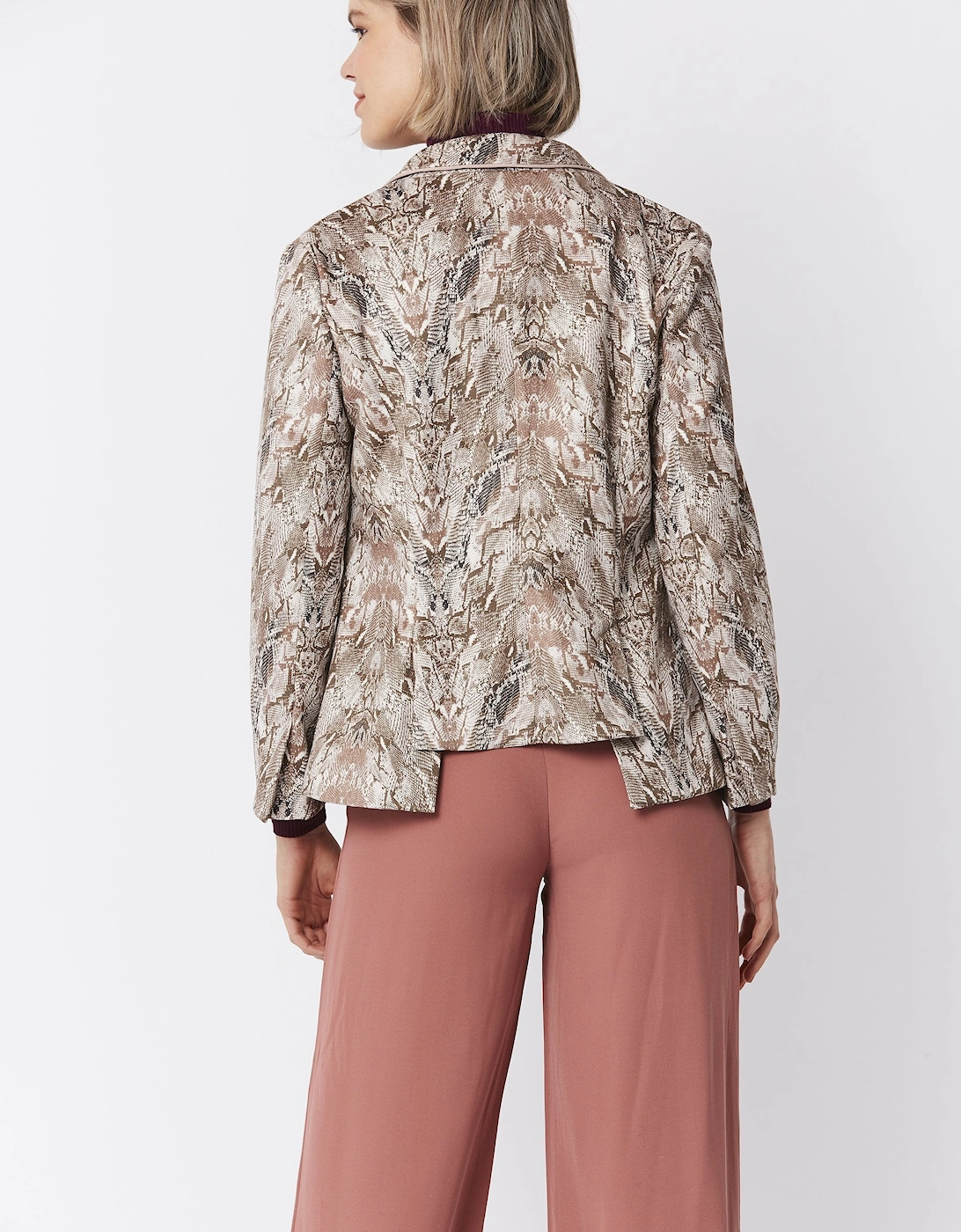 Mocha Suedette Snakeskin Effect Jacket