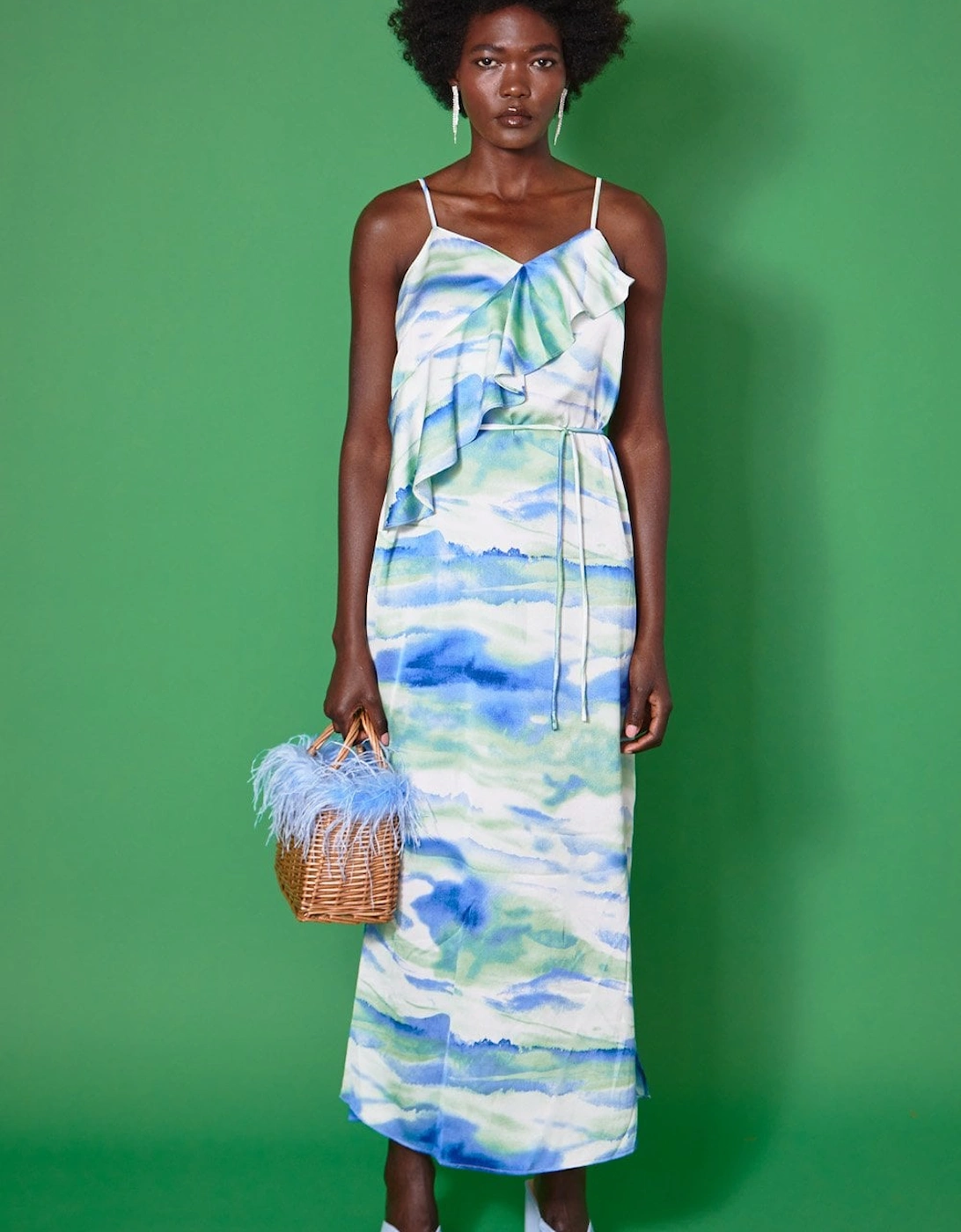 Maxi Tie Dye Dress in Blue and Green