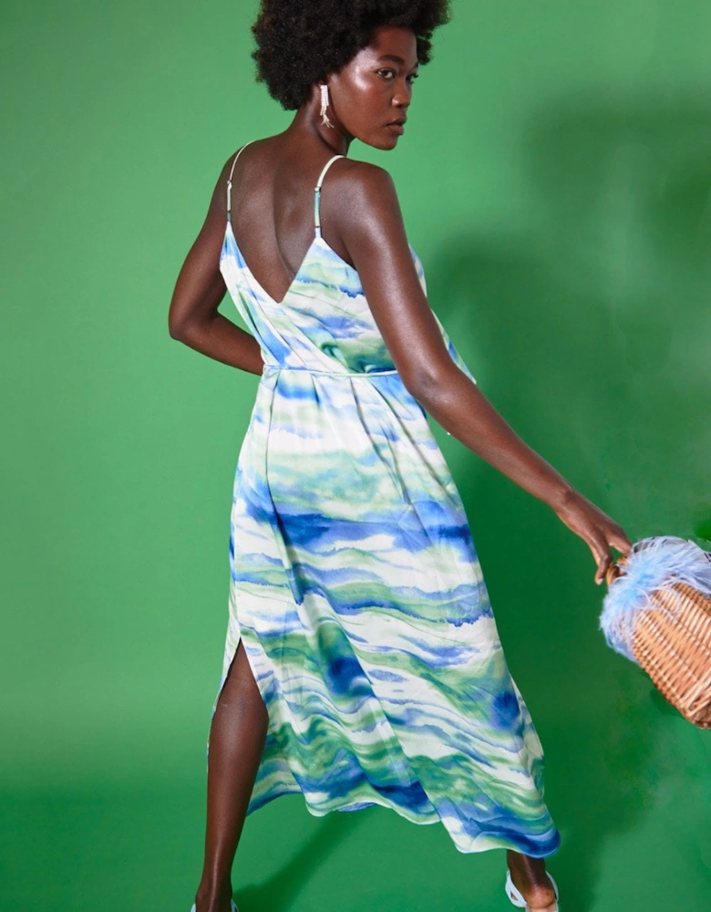 Maxi Tie Dye Dress in Blue and Green