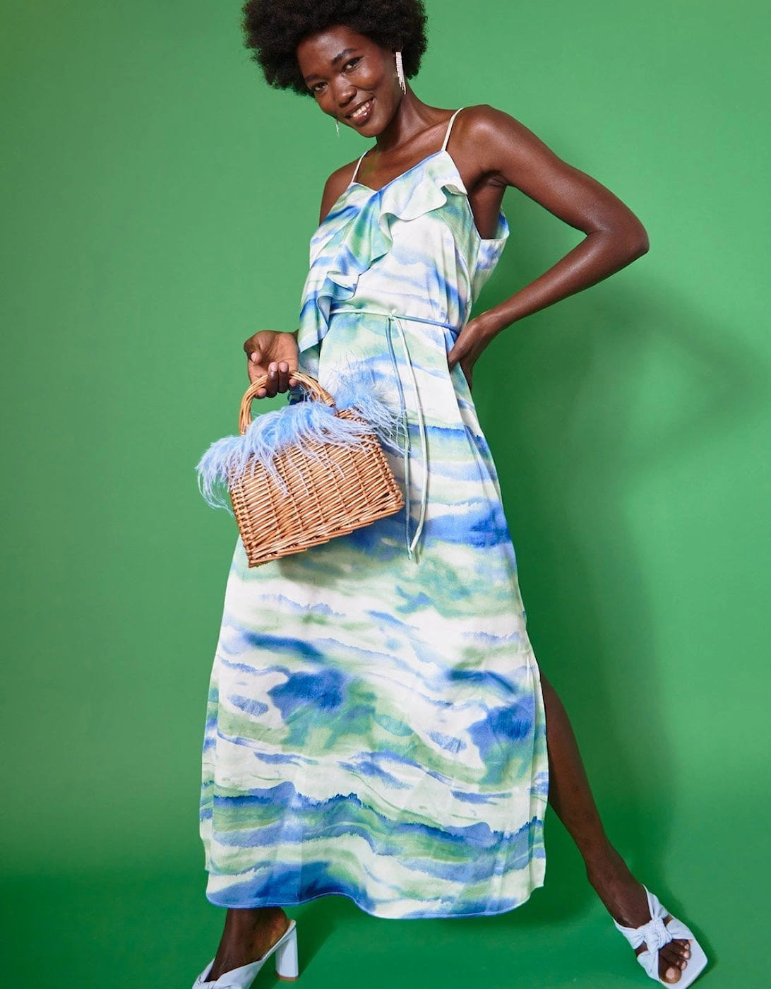 Maxi Tie Dye Dress in Blue and Green, 4 of 3
