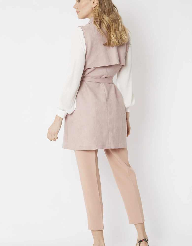 Pink Faux Suede Gilet with Belt