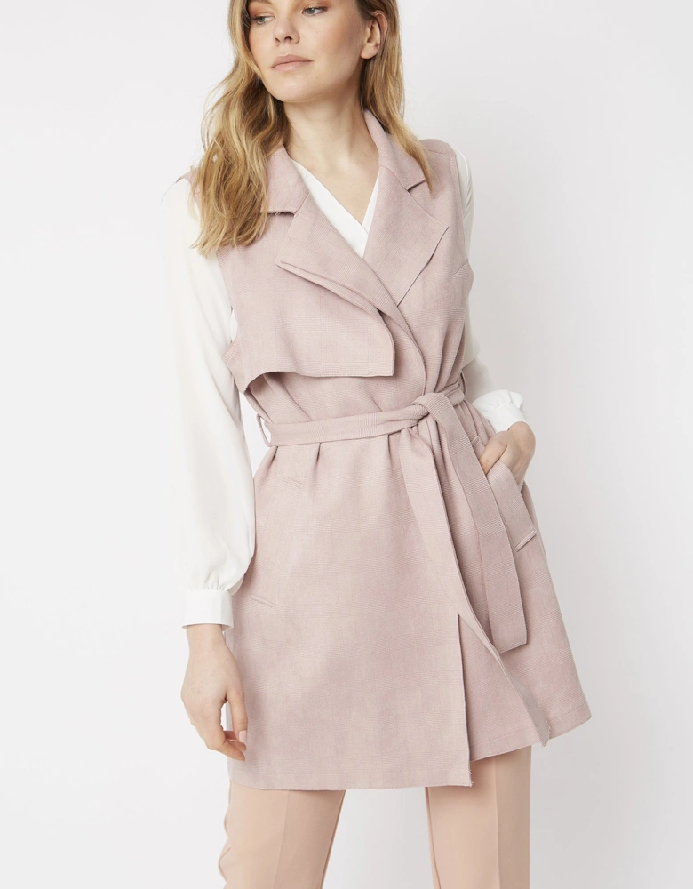 Pink Faux Suede Gilet with Belt