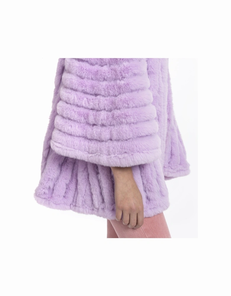 Purple Faux Fur Striped Coat