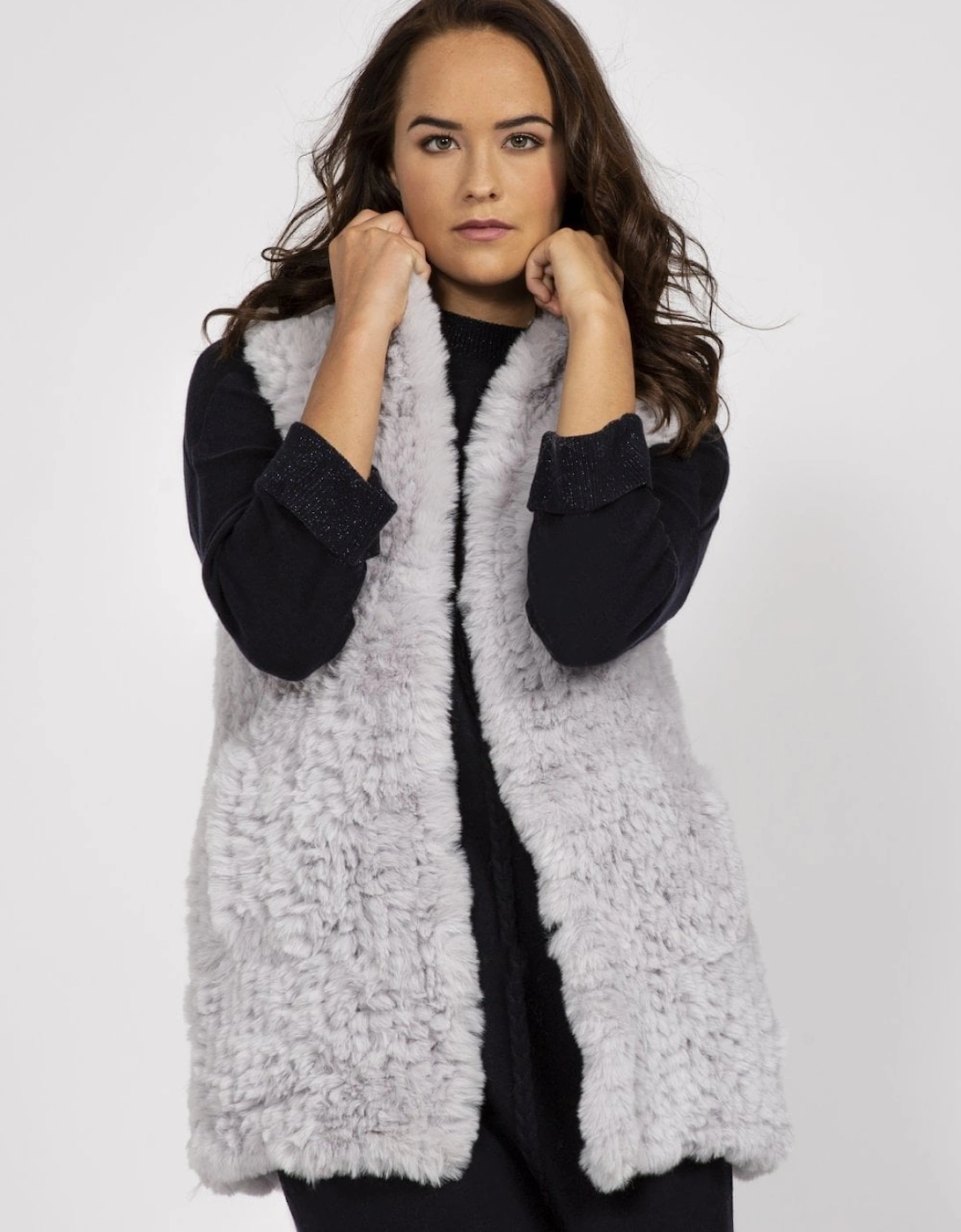 Grey Hand Knitted Faux Fur Gilet, 4 of 3