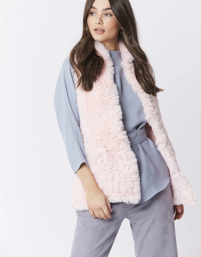 Pink Hand Knitted Faux Fur Gilet