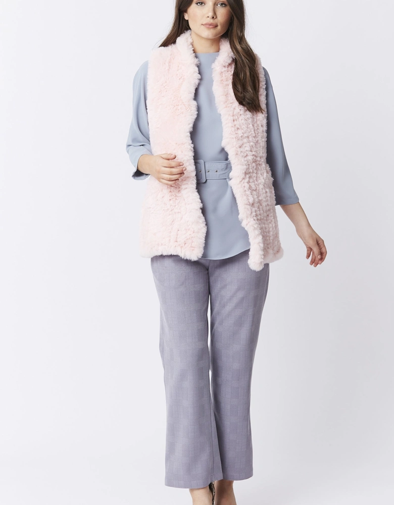 Pink Hand Knitted Faux Fur Gilet