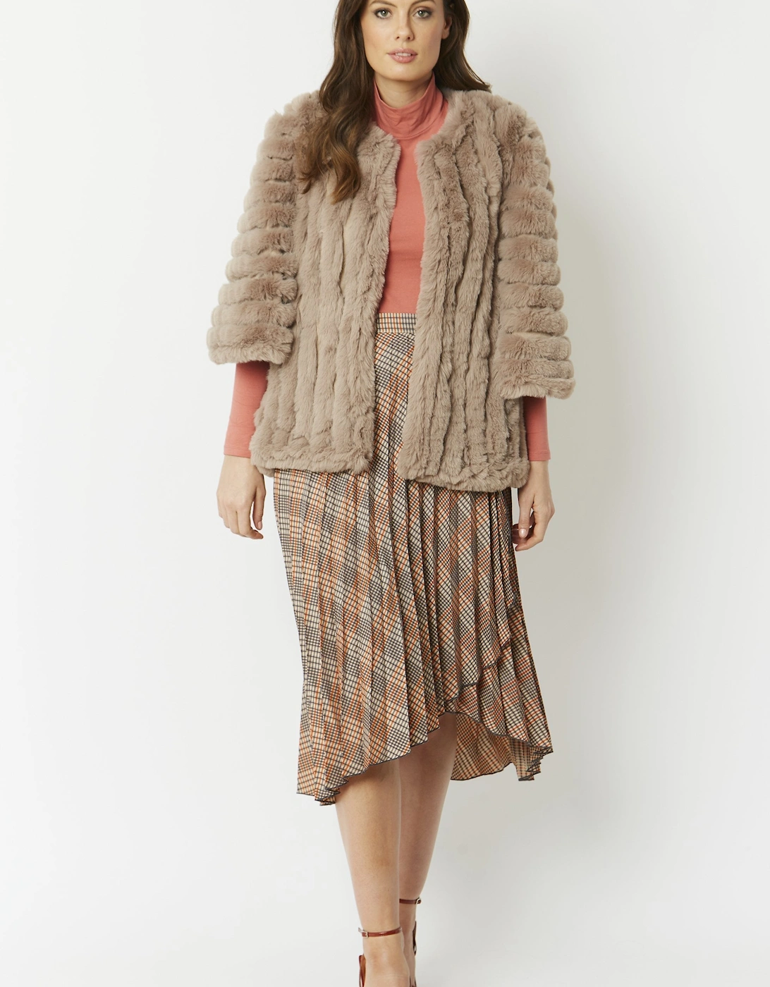 Mocha Faux Fur Striped Coat, 13 of 12