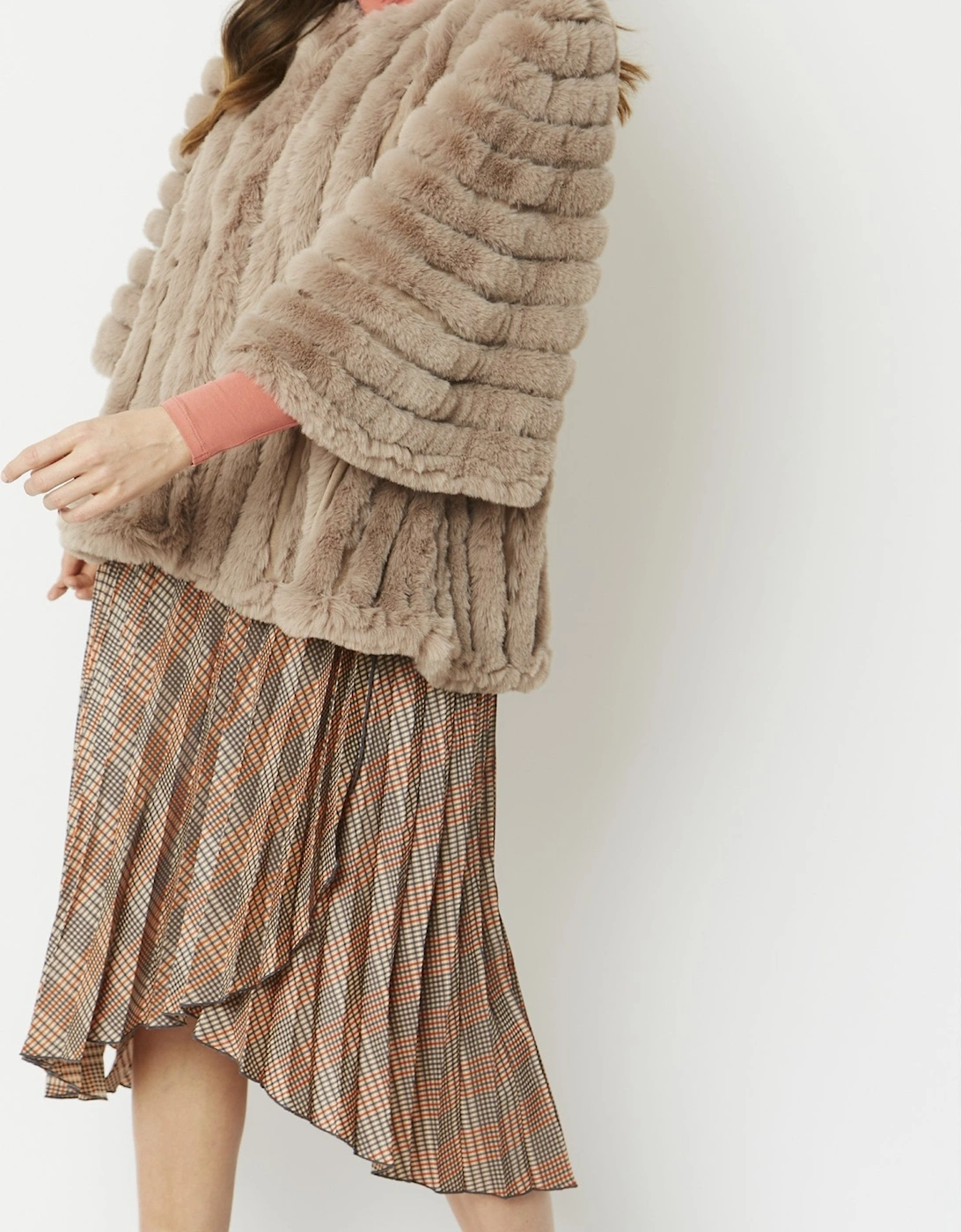 Mocha Faux Fur Striped Coat