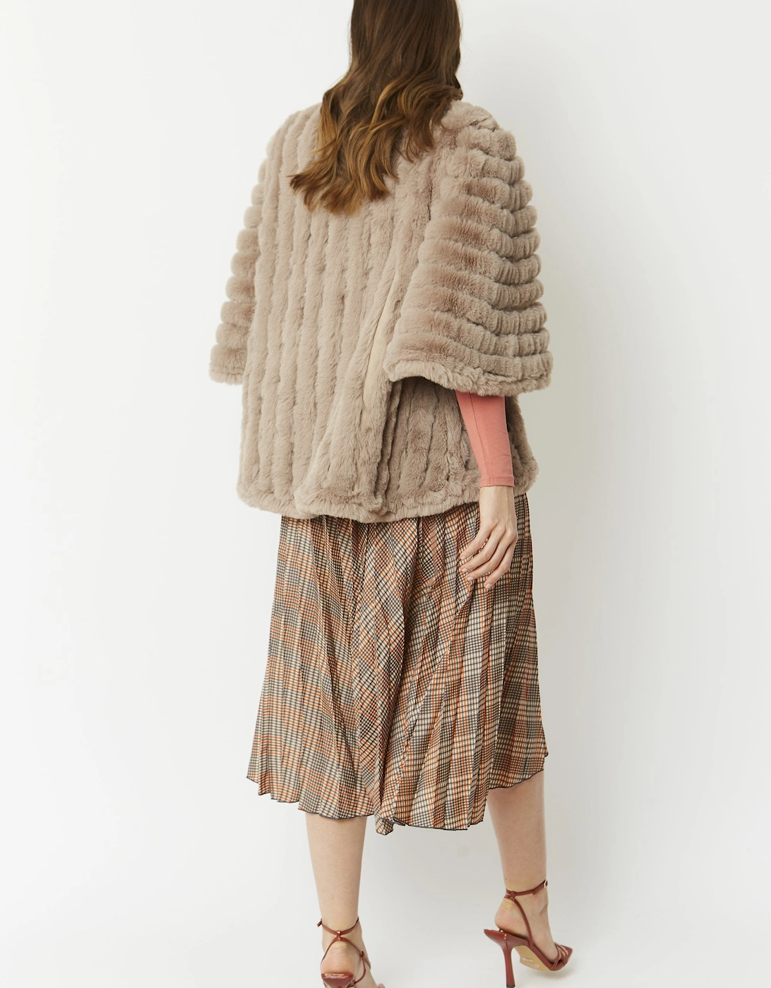 Mocha Faux Fur Striped Coat