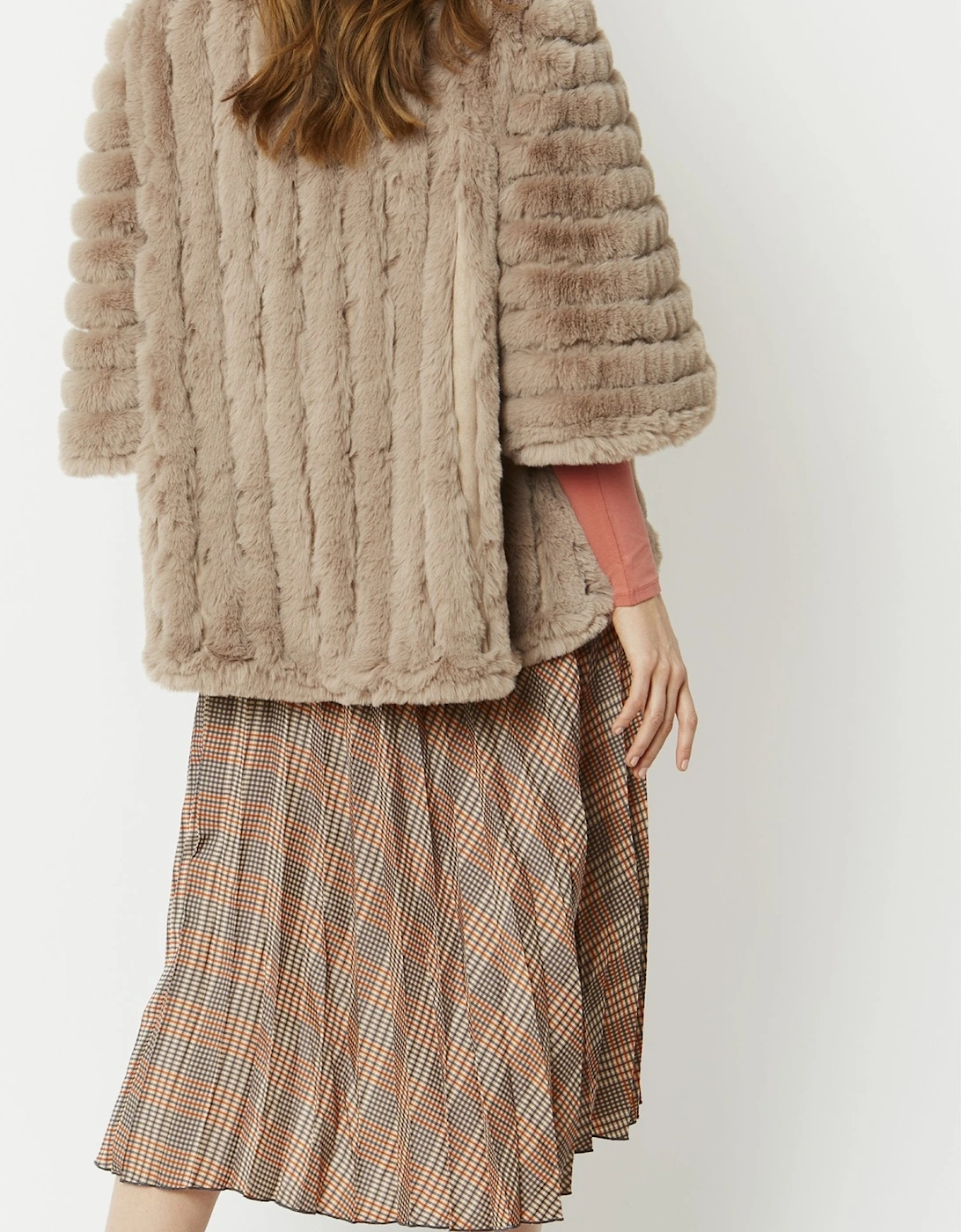 Mocha Faux Fur Striped Coat