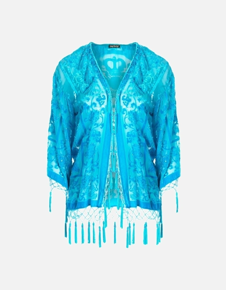 Blue Silk Devore Jacket