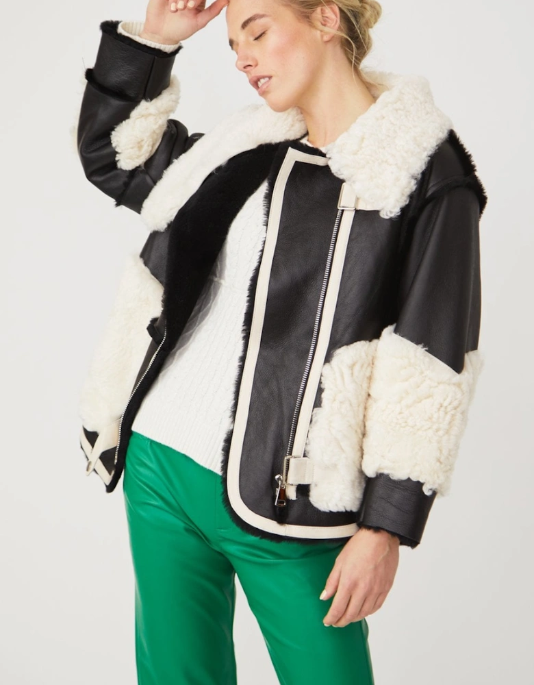 Black Shearling & Leather Alison Jacket