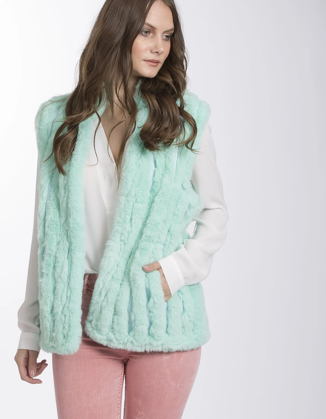 Green Faux Fur Gilet