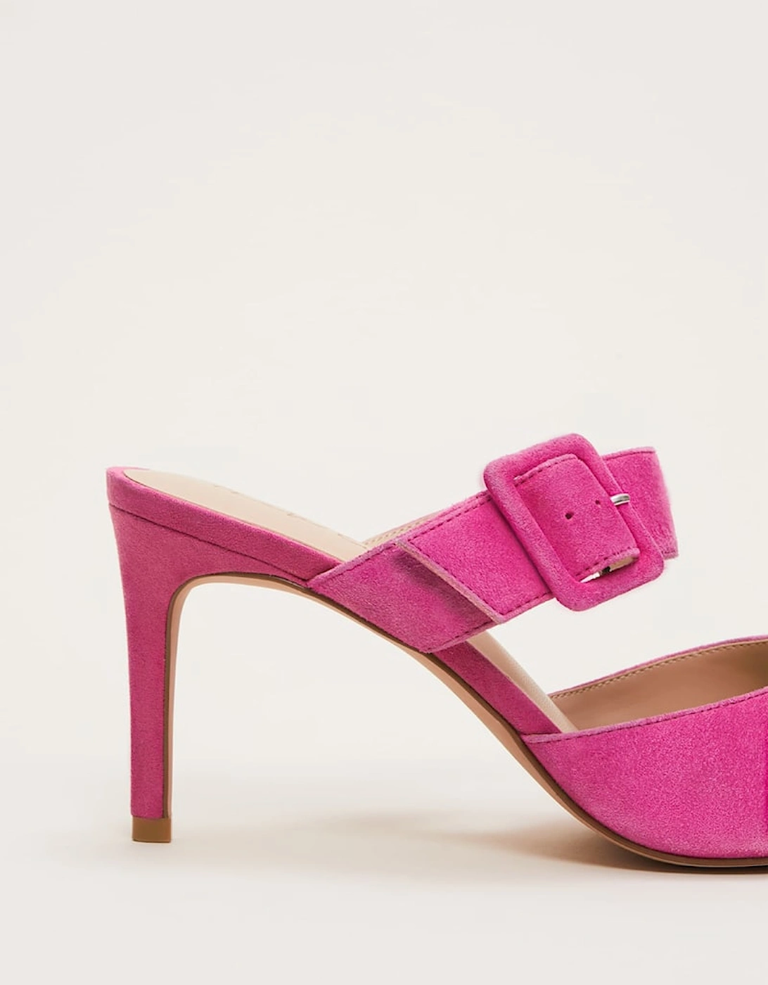 Suede Buckle Backless Heel