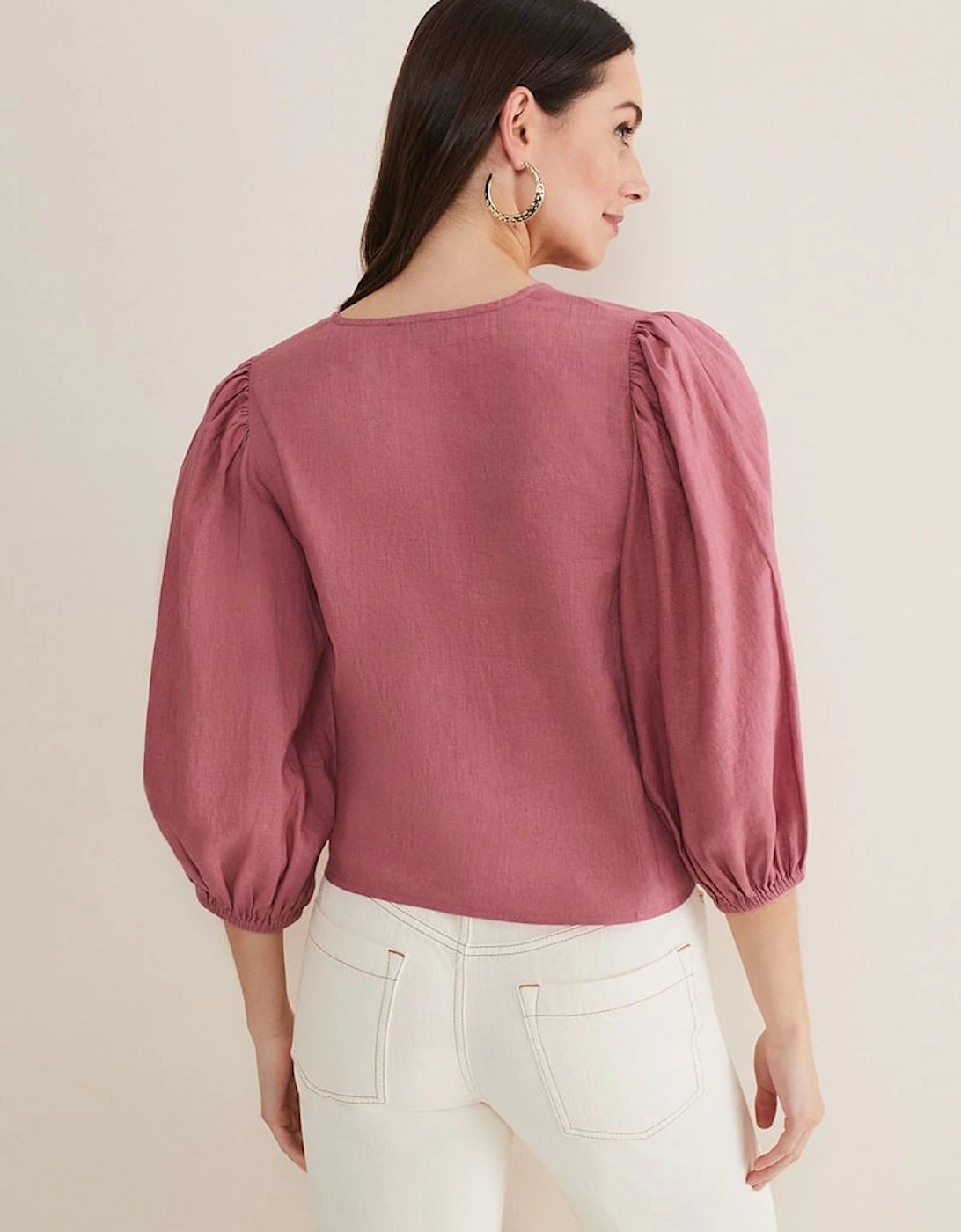 Raven Linen Tie Front Blouse