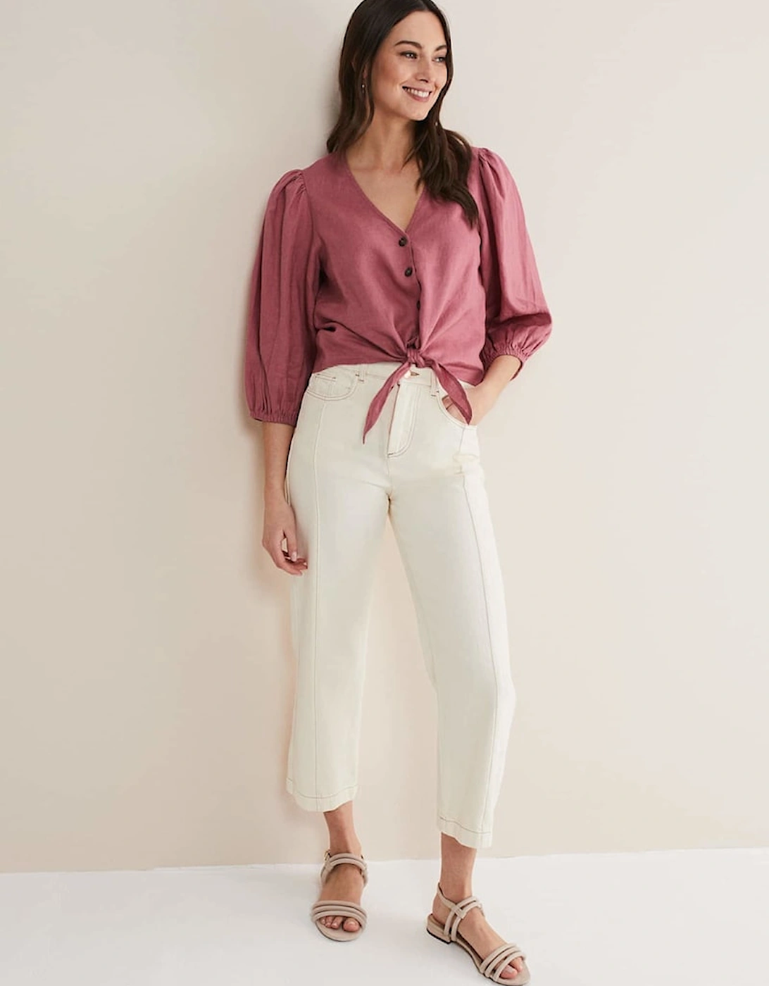 Raven Linen Tie Front Blouse