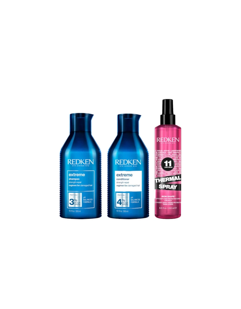 Extreme Shampoo and Conditioner For Damaged Hair with Thermal Spray Heat Protector