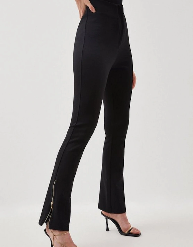 Ponte High Waist Flared Trousers