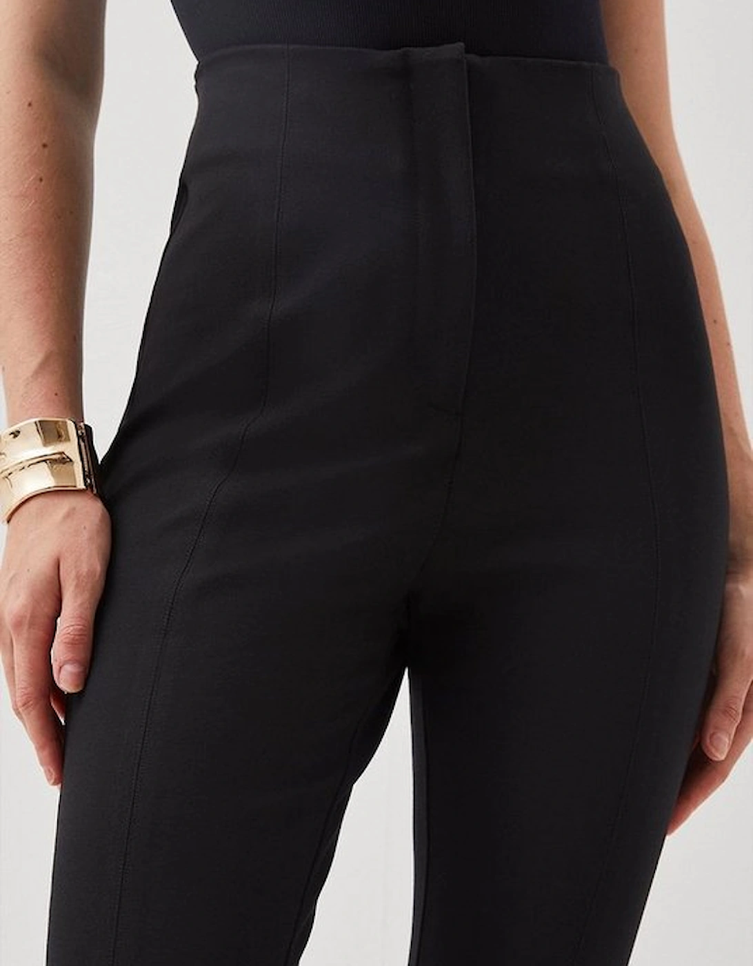 Ponte High Waist Flared Trousers