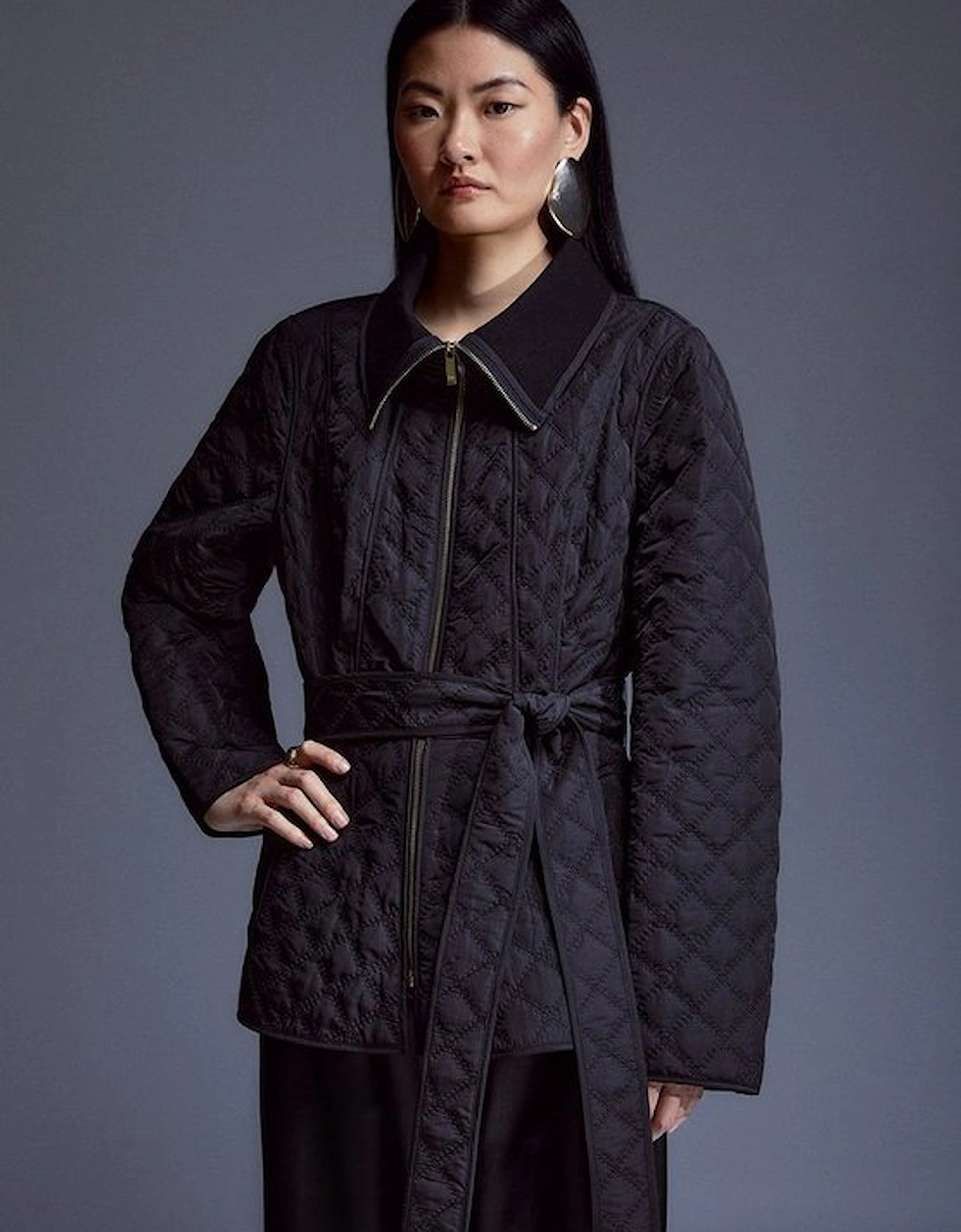 Quilted Peplum Belted Coat, 5 of 4