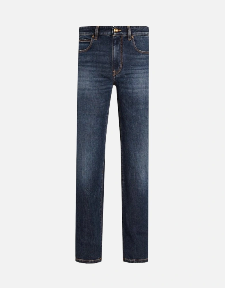 Men's Stretch Cotton 5-Pocket Denim Jeans Blue