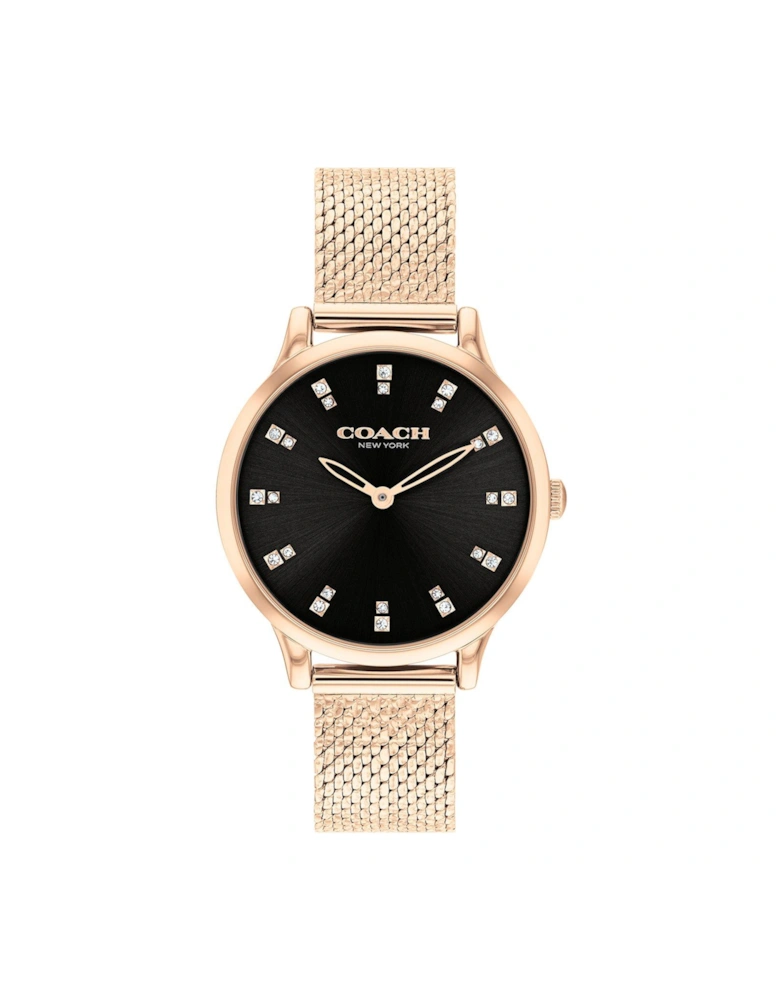 Ladies Chelsea Rose Gold IP Pressed Mesh Bracelet Watch