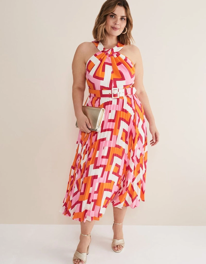 Yas Abstract Halterneck Midi Dress