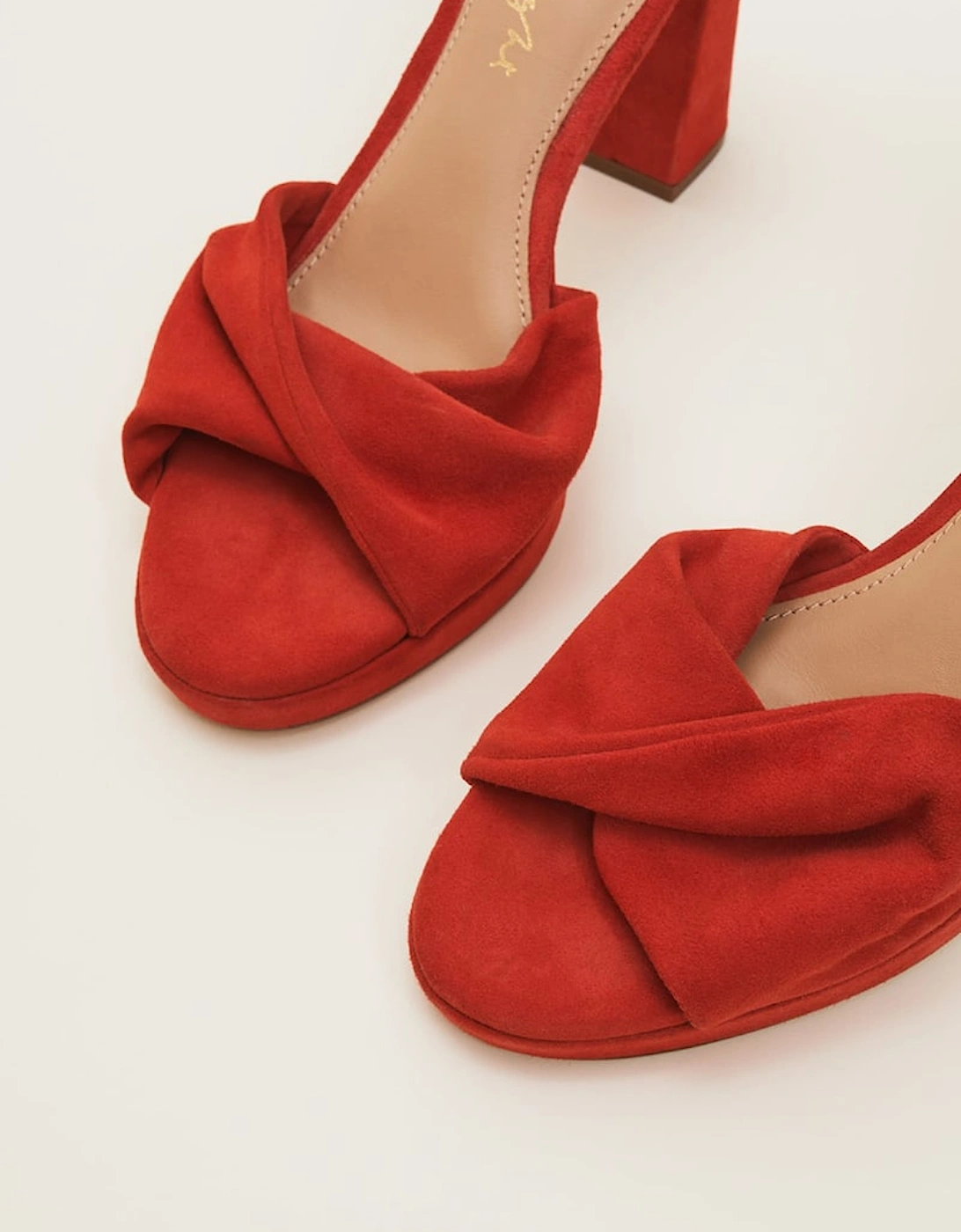 Red Suede Open Toe Heels