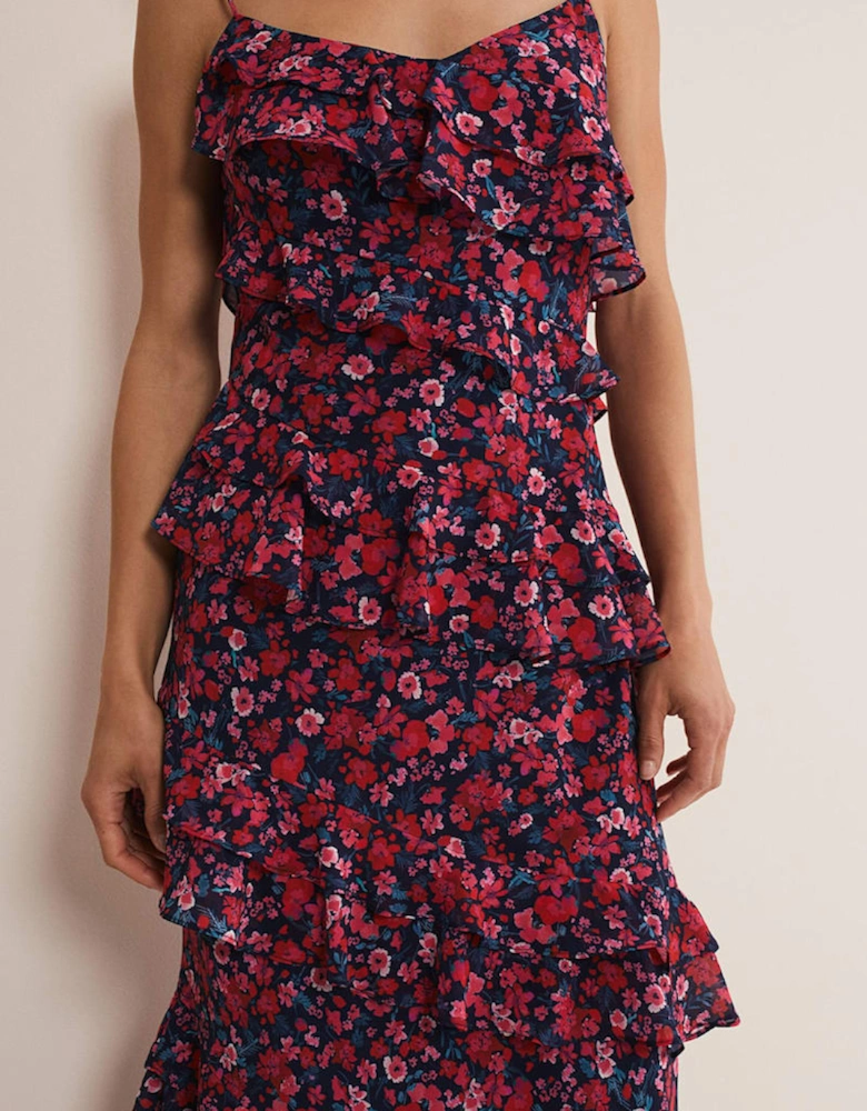 Ballie Floral Ruffled Midi Dress