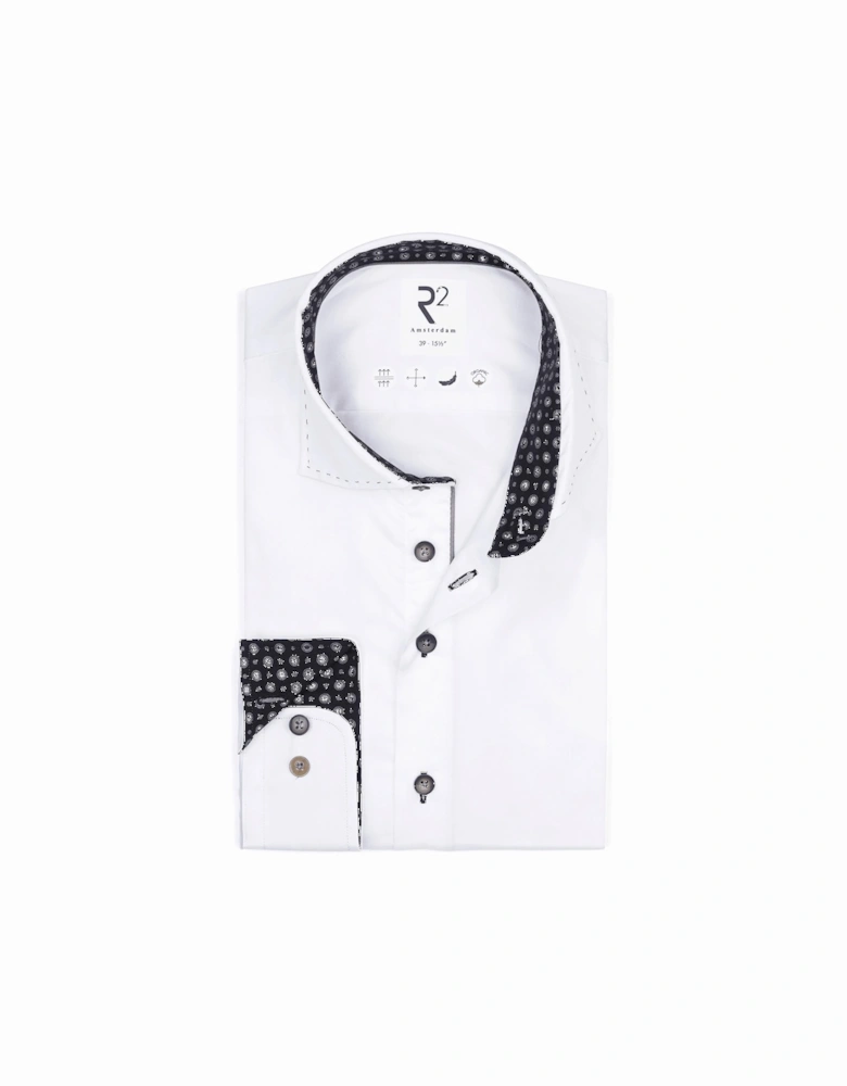 White Shirt With Stitched Collar Detail White